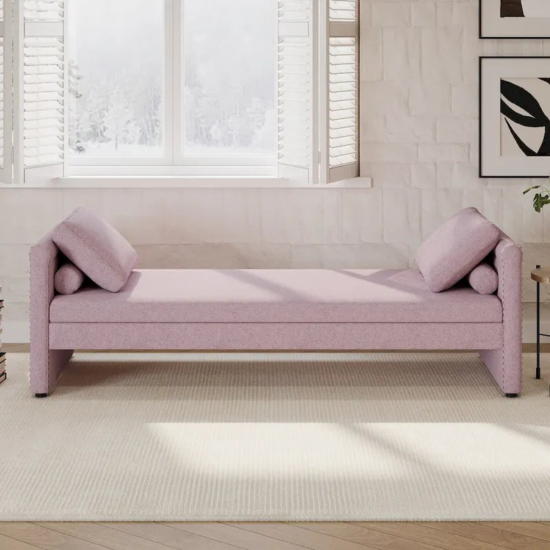 Méridienne moderne capitonnée avec coussins, petite méridienne simple pour salon