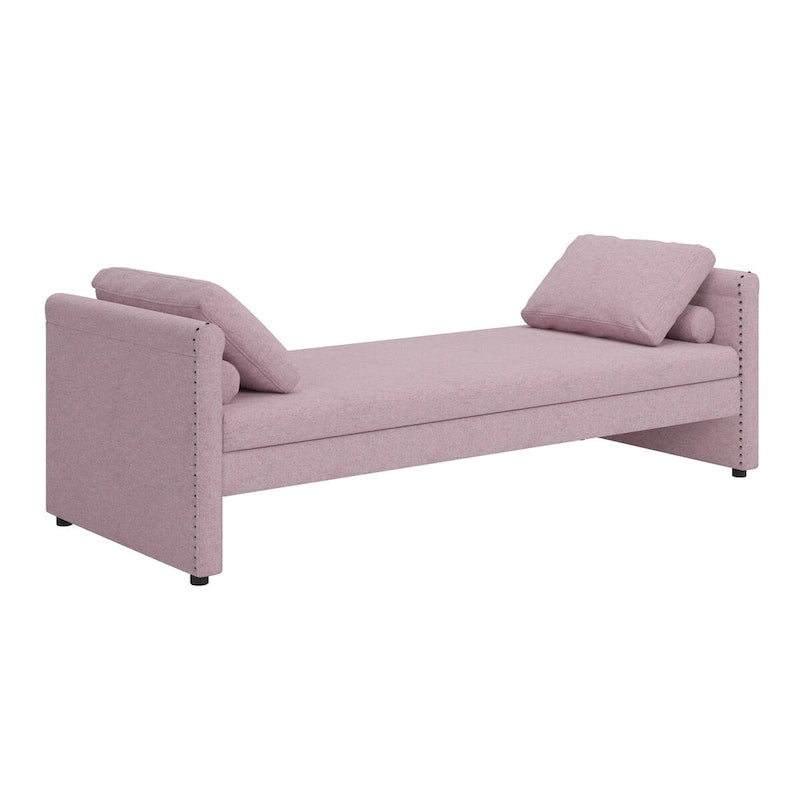 Méridienne moderne capitonnée avec coussins, petite méridienne simple pour salon