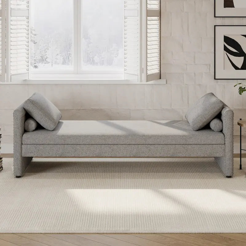 Méridienne moderne capitonnée avec coussins, petite méridienne simple pour salon