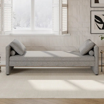 Méridienne moderne capitonnée avec coussins, petite méridienne simple pour salon