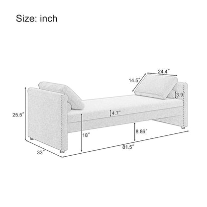 Méridienne moderne capitonnée avec coussins, petite méridienne simple pour salon