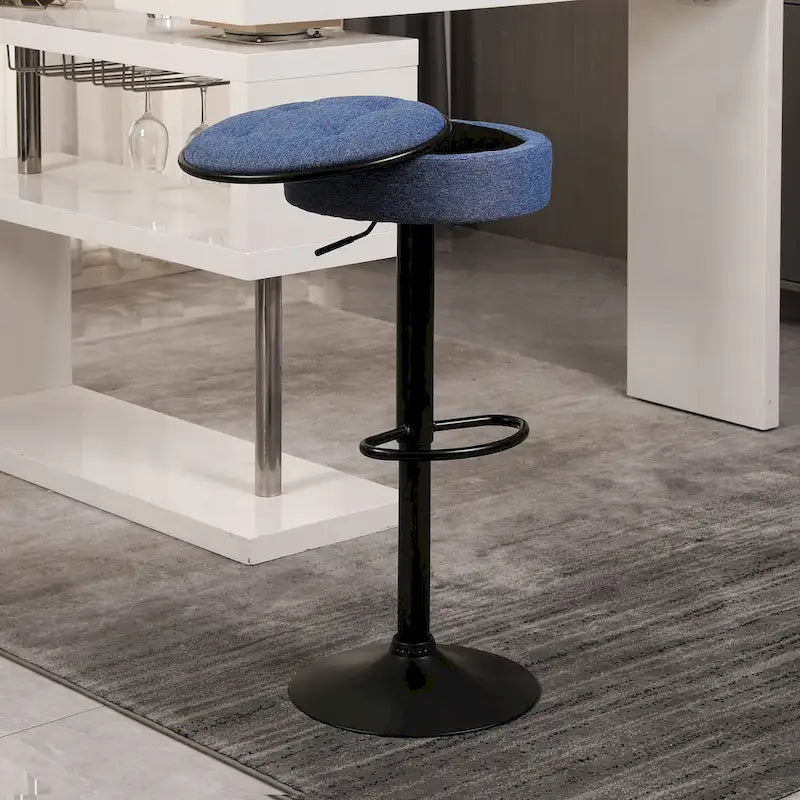 Tabouret de bar pivotant moderne en PU, réglable en hauteur, avec rangement, lot de 2