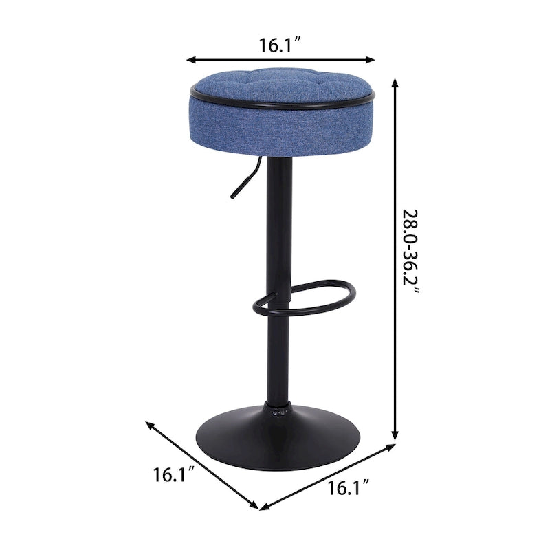 Tabouret de bar pivotant moderne en PU, réglable en hauteur, avec rangement, lot de 2