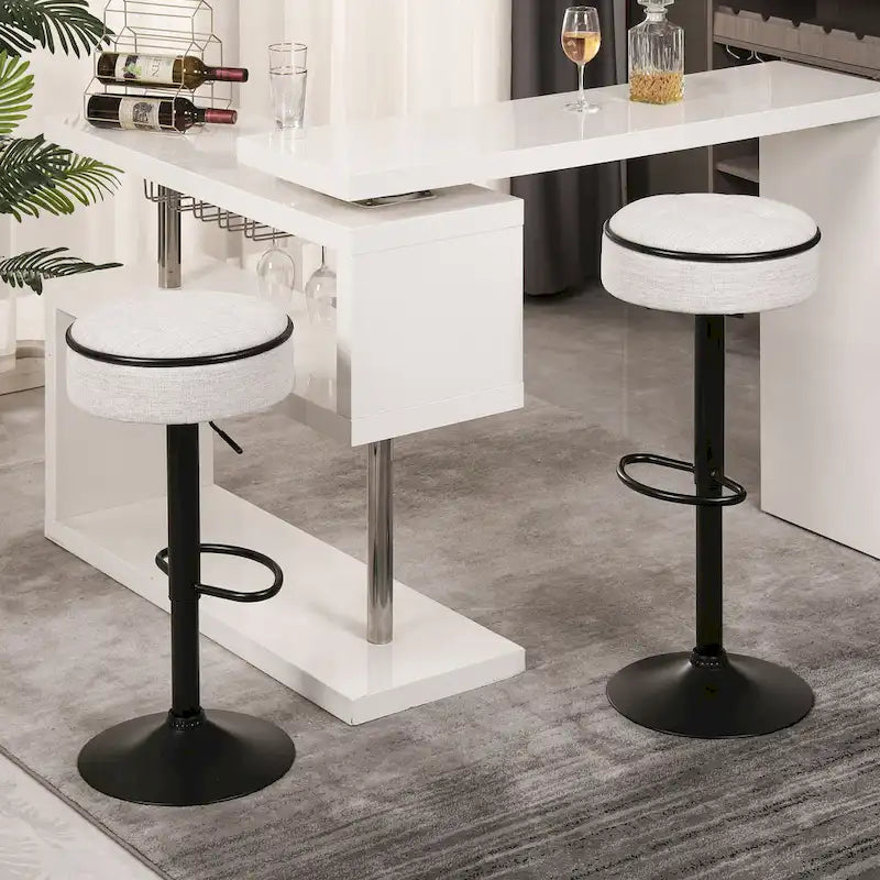 Tabouret de bar pivotant moderne en PU, réglable en hauteur, avec rangement, lot de 2