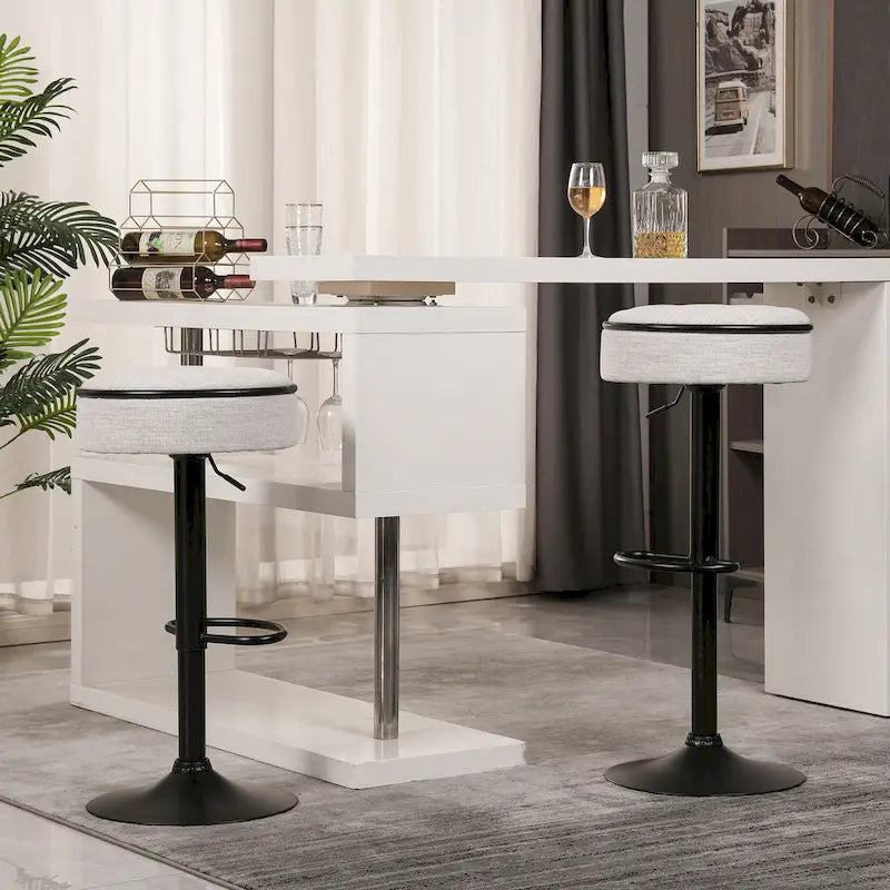 Tabouret de bar pivotant moderne en PU, réglable en hauteur, avec rangement, lot de 2