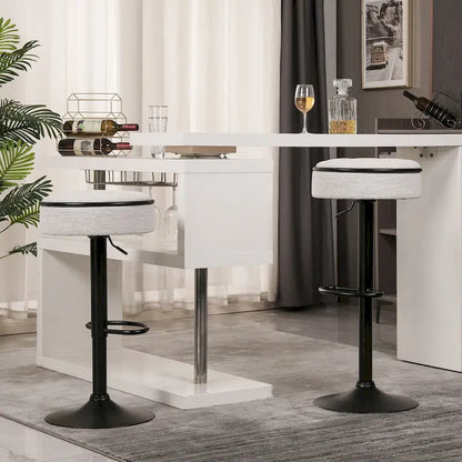Tabouret de bar pivotant moderne en PU, réglable en hauteur, avec rangement, lot de 2