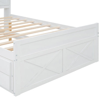 Lit en bois avec rangement, lit gigogne simple et trois tiroirs de rangement