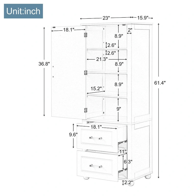 Armoire de rangement haute pour salle de bain, armoire de rangement autoportante