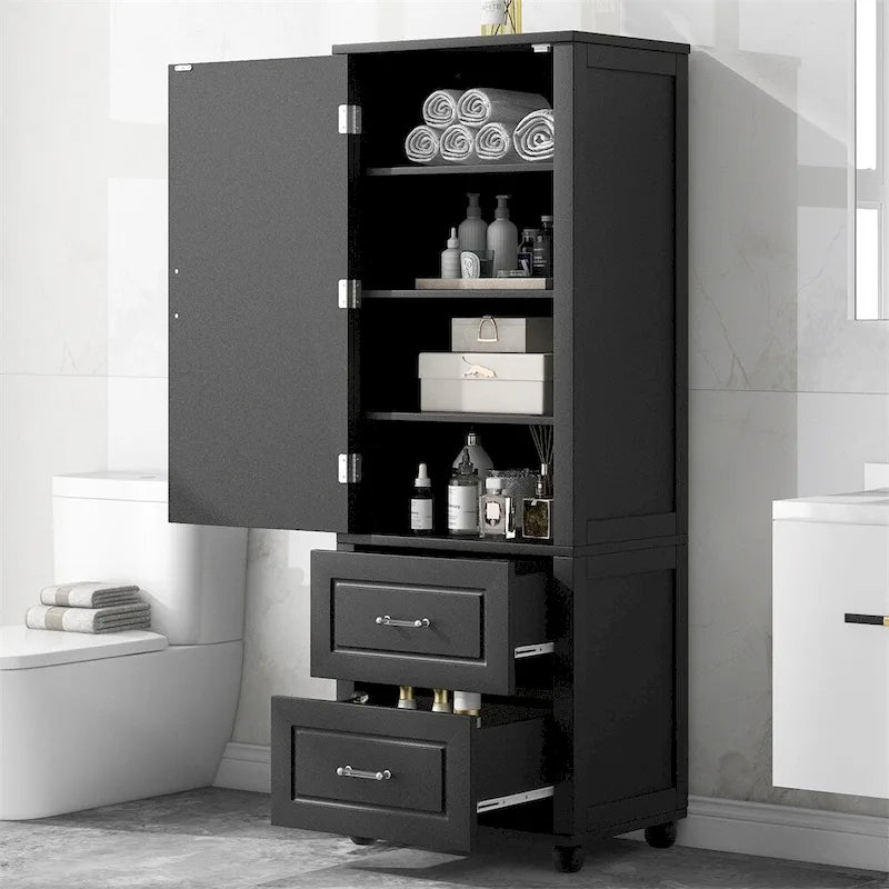 Armoire de rangement haute pour salle de bain, armoire de rangement autoportante