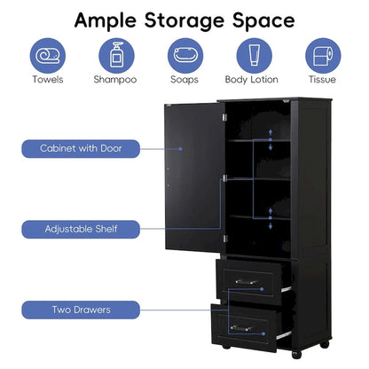 Armoire de rangement haute pour salle de bain, armoire de rangement autoportante