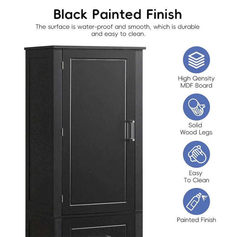 Armoire de rangement haute pour salle de bain, armoire de rangement autoportante