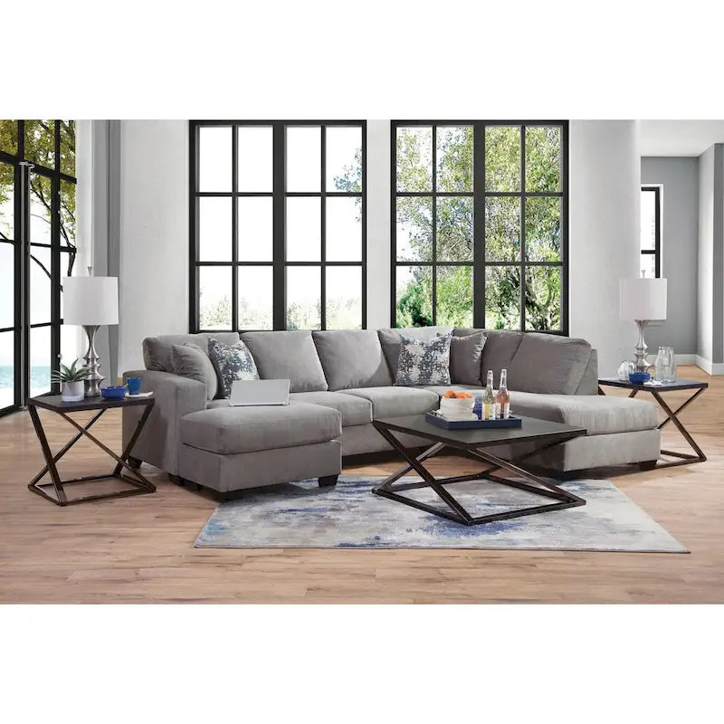 Canapé d'angle en forme de U American Furniture Classics Graphite, modèle A414V6-K2, avec 4 coussins décoratifs