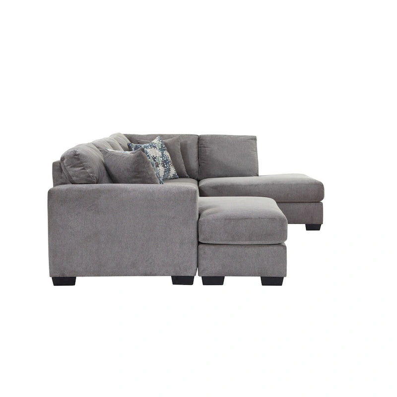 Canapé d'angle en forme de U American Furniture Classics Graphite, modèle A414V6-K2, avec 4 coussins décoratifs