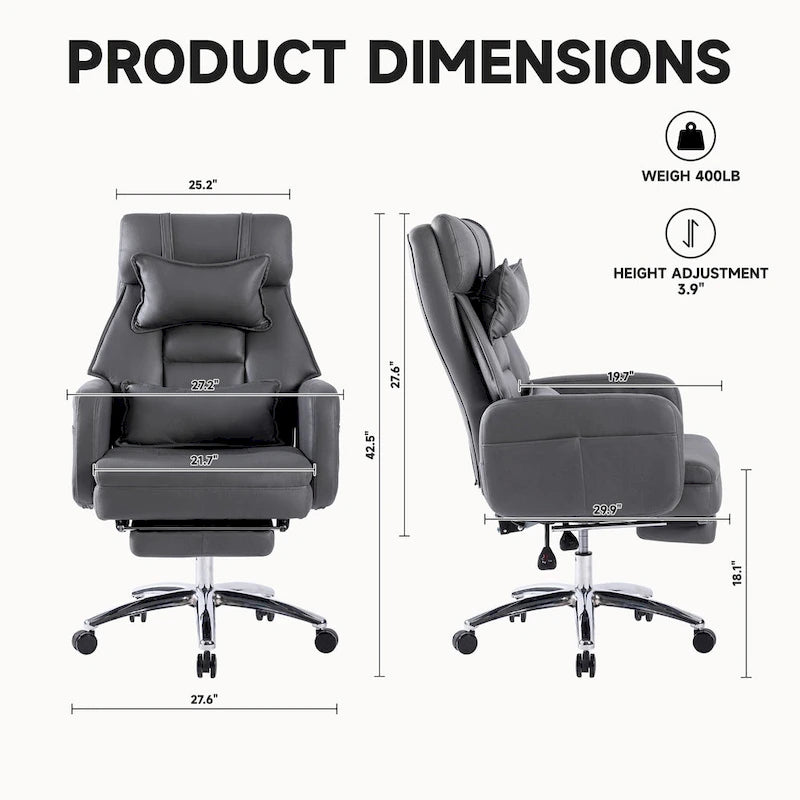 Chaise de bureau pivotante en cuir