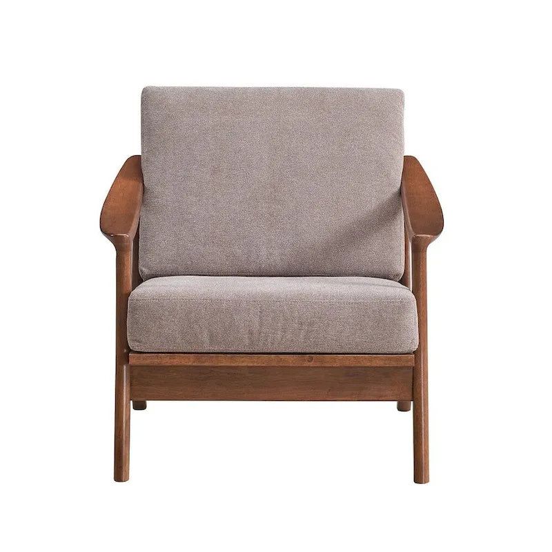 Fauteuil d'appoint en bois avec coussin amovible, coloris marron clair et marron