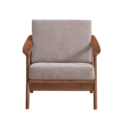 Fauteuil d'appoint en bois avec coussin amovible, coloris marron clair et marron