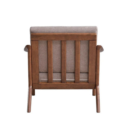 Fauteuil d'appoint en bois avec coussin amovible, coloris marron clair et marron