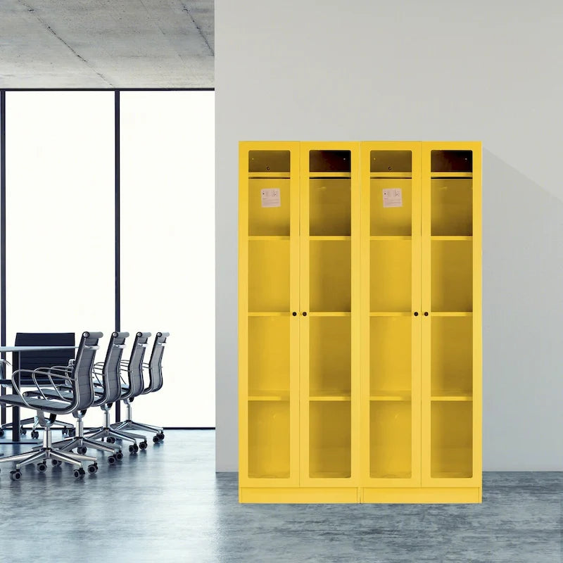 Armoire métallique jaune à portes françaises Avidan de 70 pouces