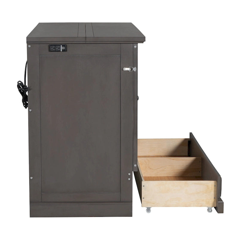 Lit escamotable en pin massif avec commode et tiroir