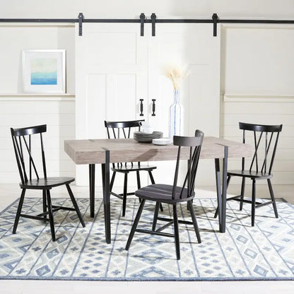 Table de salle à manger rustique industrielle SAFAVIEH Asal style milieu du siècle - 150 cm (L) x 90 cm (P) x 75 cm (H) - 59 cm (L) x 35 cm (P) x 30 cm (H)