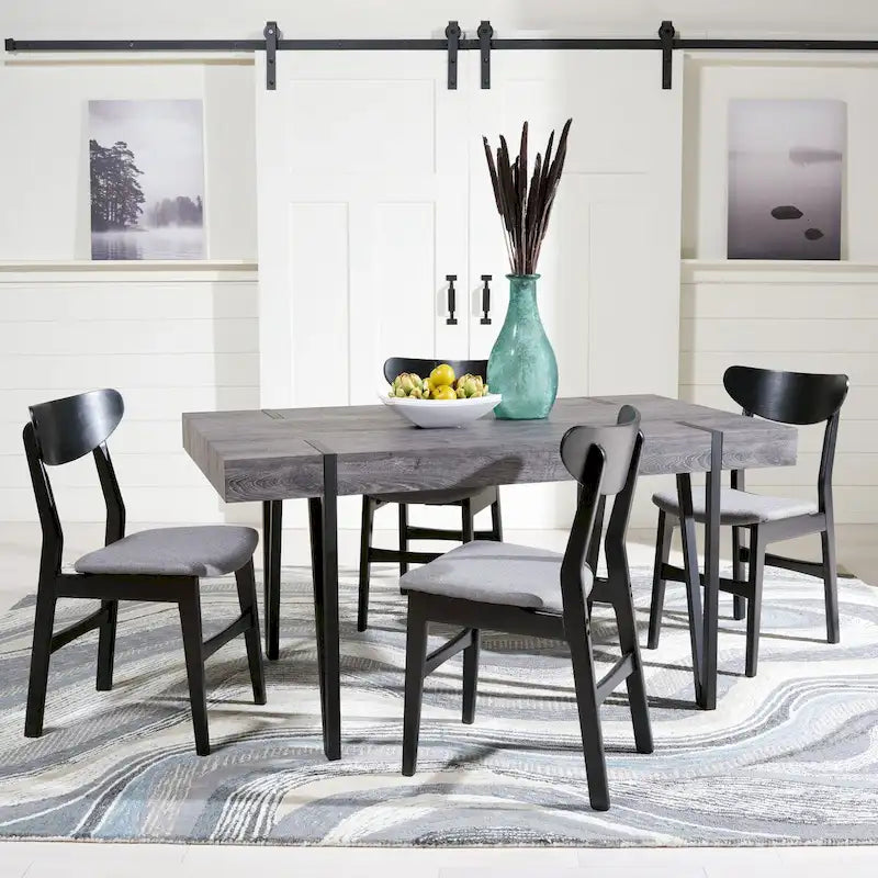 Table de salle à manger rustique industrielle SAFAVIEH Asal style milieu du siècle - 150 cm (L) x 90 cm (P) x 75 cm (H) - 59 cm (L) x 35 cm (P) x 30 cm (H)