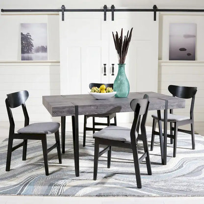 Table de salle à manger rustique industrielle SAFAVIEH Asal style milieu du siècle - 150 cm (L) x 90 cm (P) x 75 cm (H) - 59 cm (L) x 35 cm (P) x 30 cm (H)