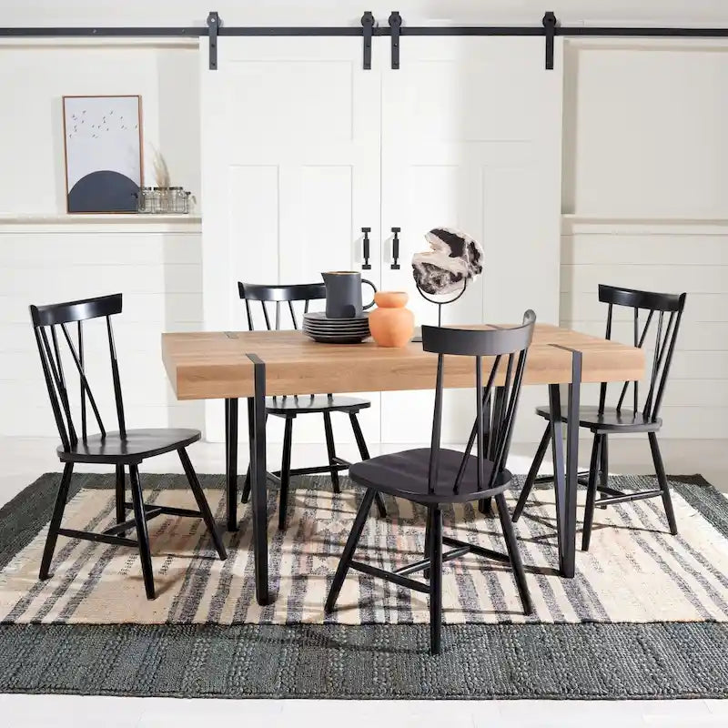 Table de salle à manger rustique industrielle SAFAVIEH Asal style milieu du siècle - 150 cm (L) x 90 cm (P) x 75 cm (H) - 59 cm (L) x 35 cm (P) x 30 cm (H)