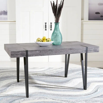 Table de salle à manger rustique industrielle SAFAVIEH Asal style milieu du siècle - 150 cm (L) x 90 cm (P) x 75 cm (H) - 59 cm (L) x 35 cm (P) x 30 cm (H)