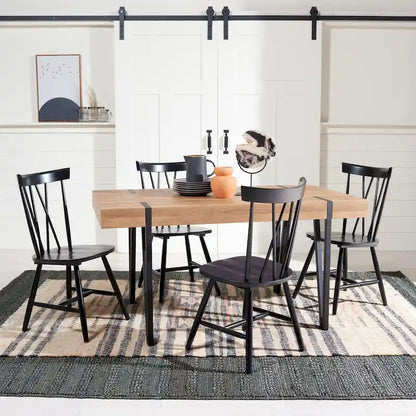 Table de salle à manger rustique industrielle SAFAVIEH Asal style milieu du siècle - 150 cm (L) x 90 cm (P) x 75 cm (H) - 59 cm (L) x 35 cm (P) x 30 cm (H)