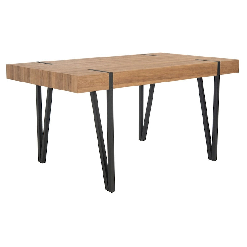 Table de salle à manger rustique industrielle SAFAVIEH Asal style milieu du siècle - 150 cm (L) x 90 cm (P) x 75 cm (H) - 59 cm (L) x 35 cm (P) x 30 cm (H)
