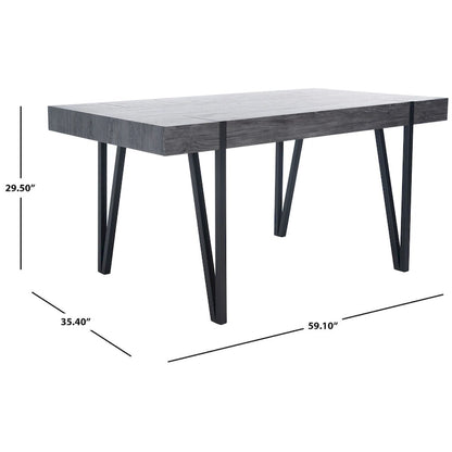 Table de salle à manger rustique industrielle SAFAVIEH Asal style milieu du siècle - 150 cm (L) x 90 cm (P) x 75 cm (H) - 59 cm (L) x 35 cm (P) x 30 cm (H)