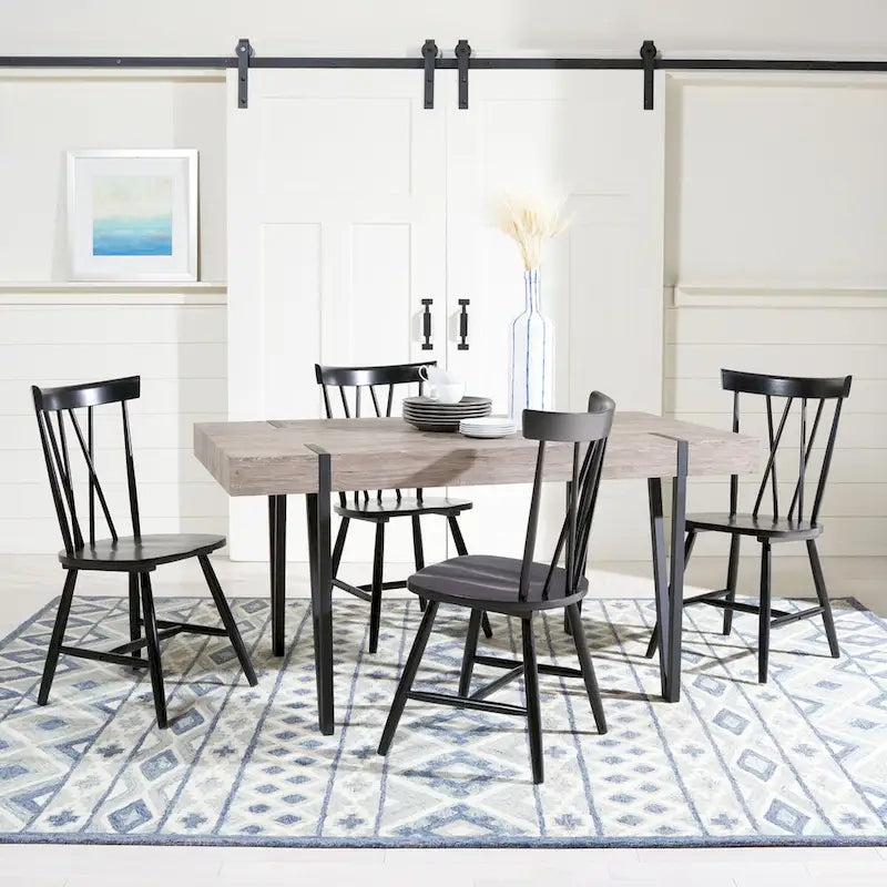 Table de salle à manger rustique industrielle SAFAVIEH Asal style milieu du siècle - 150 cm (L) x 90 cm (P) x 75 cm (H) - 59 cm (L) x 35 cm (P) x 30 cm (H)