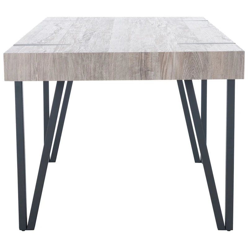 Table de salle à manger rustique industrielle SAFAVIEH Asal style milieu du siècle - 150 cm (L) x 90 cm (P) x 75 cm (H) - 59 cm (L) x 35 cm (P) x 30 cm (H)