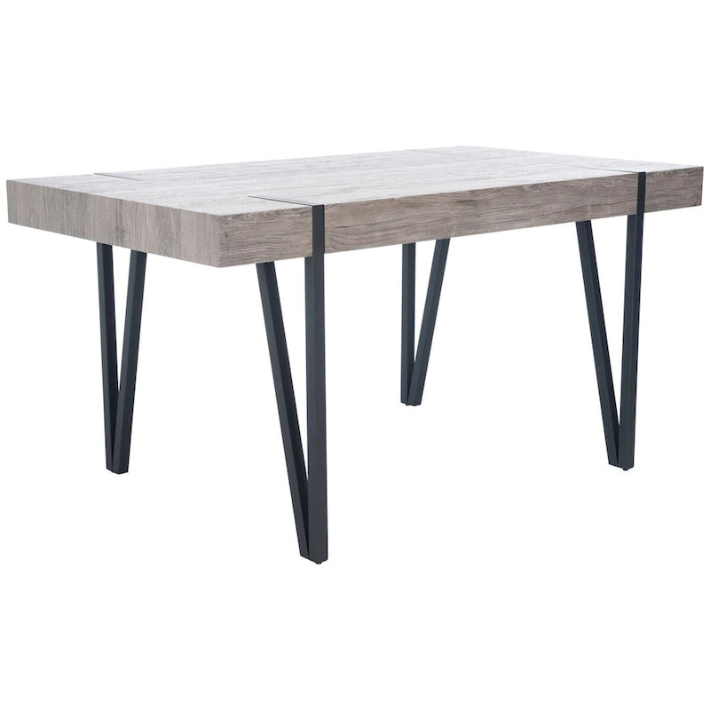 Table de salle à manger rustique industrielle SAFAVIEH Asal style milieu du siècle - 150 cm (L) x 90 cm (P) x 75 cm (H) - 59 cm (L) x 35 cm (P) x 30 cm (H)