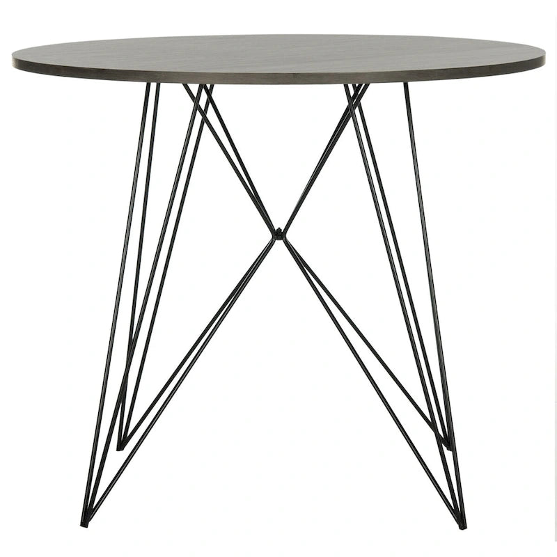 Table de salle à manger ronde SAFAVIEH Zorana gris foncé/noir - 90 x 90 x 75 cm (35 x 35 x 29,5 pouces) - 89 x 89 x 76 cm (35 x 35 x 30 pouces)