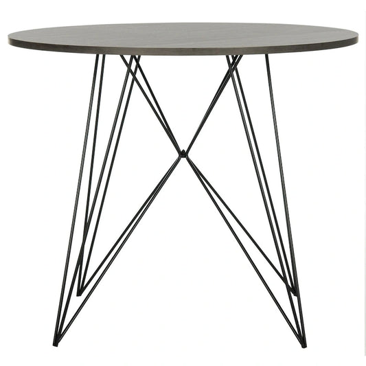 Table de salle à manger ronde SAFAVIEH Zorana gris foncé/noir - 90 x 90 x 75 cm (35 x 35 x 29,5 pouces) - 89 x 89 x 76 cm (35 x 35 x 30 pouces)