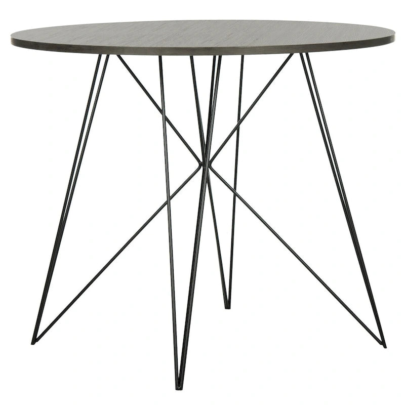 Table de salle à manger ronde SAFAVIEH Zorana gris foncé/noir - 90 x 90 x 75 cm (35 x 35 x 29,5 pouces) - 89 x 89 x 76 cm (35 x 35 x 30 pouces)
