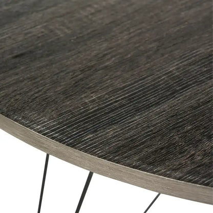 Table de salle à manger ronde SAFAVIEH Zorana gris foncé/noir - 90 x 90 x 75 cm (35 x 35 x 29,5 pouces) - 89 x 89 x 76 cm (35 x 35 x 30 pouces)