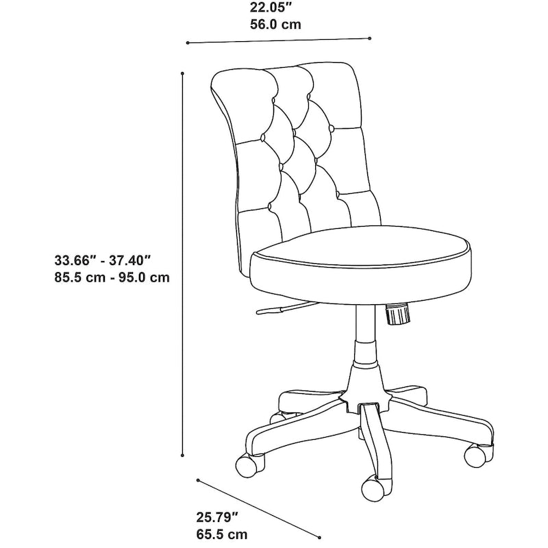 Chaise de bureau capitonnée Arden Lane à dossier mi-haut de Bush Business Furniture