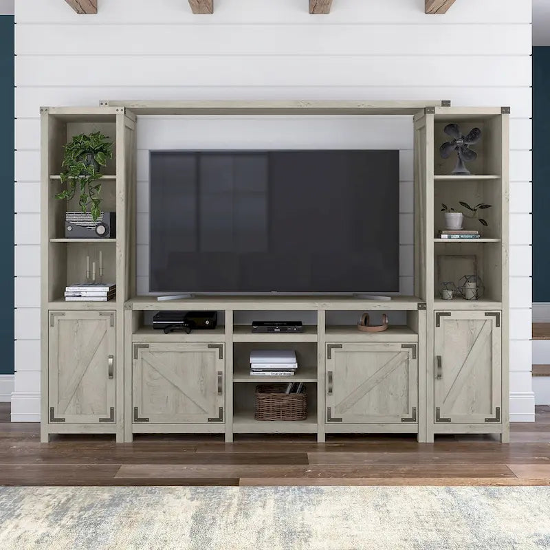 Meuble TV Cottage Grove 65W style ferme pour téléviseur 75 pouces par Bush Furniture