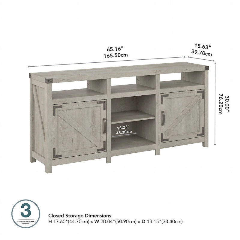 Meuble TV Cottage Grove 65W style ferme pour téléviseur 75 pouces par Bush Furniture