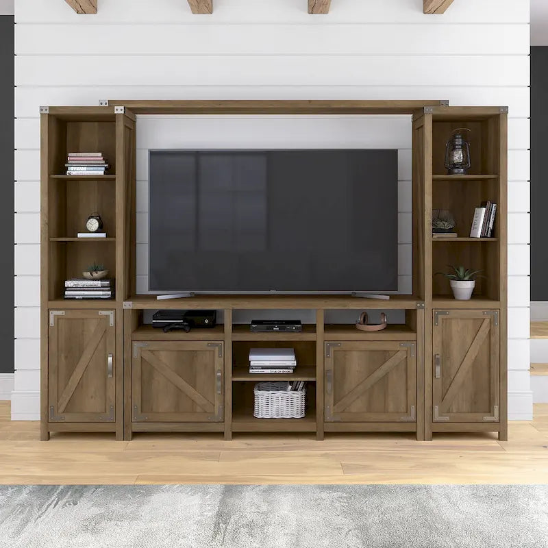 Meuble TV Cottage Grove 65W style ferme pour téléviseur 75 pouces par Bush Furniture