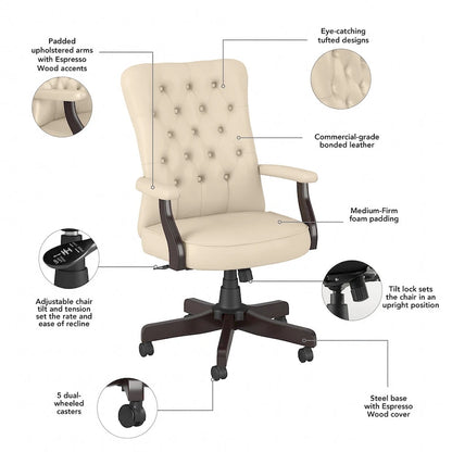 Fauteuil de bureau à dossier haut Arden Lane avec accoudoirs, par Bush Business Furniture