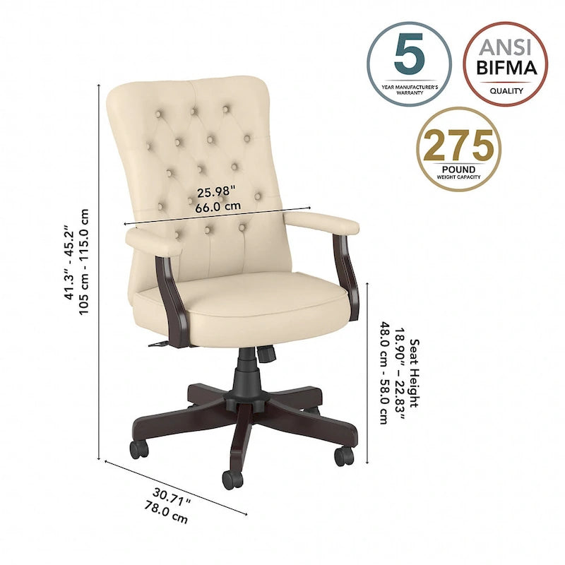 Fauteuil de bureau à dossier haut Arden Lane avec accoudoirs, par Bush Business Furniture