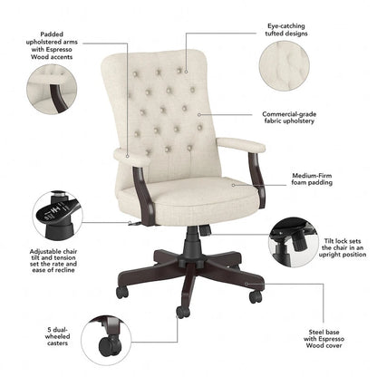 Fauteuil de bureau à dossier haut Arden Lane avec accoudoirs, par Bush Business Furniture