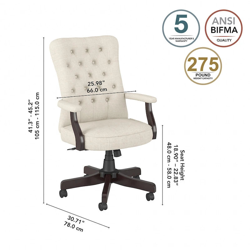 Fauteuil de bureau à dossier haut Arden Lane avec accoudoirs, par Bush Business Furniture