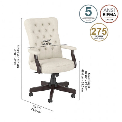 Fauteuil de bureau à dossier haut Arden Lane avec accoudoirs, par Bush Business Furniture