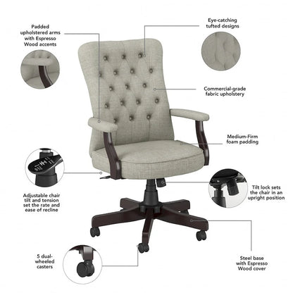 Fauteuil de bureau à dossier haut Arden Lane avec accoudoirs, par Bush Business Furniture