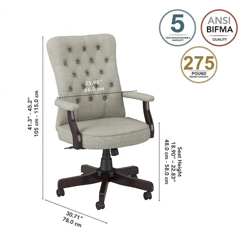 Fauteuil de bureau à dossier haut Arden Lane avec accoudoirs, par Bush Business Furniture