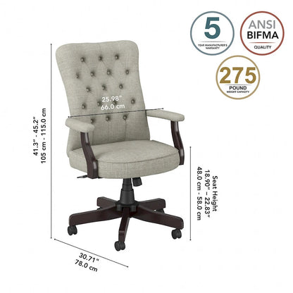Fauteuil de bureau à dossier haut Arden Lane avec accoudoirs, par Bush Business Furniture